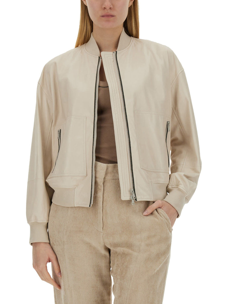 Brunello Cucinelli Leather Bomber Jacket - Women