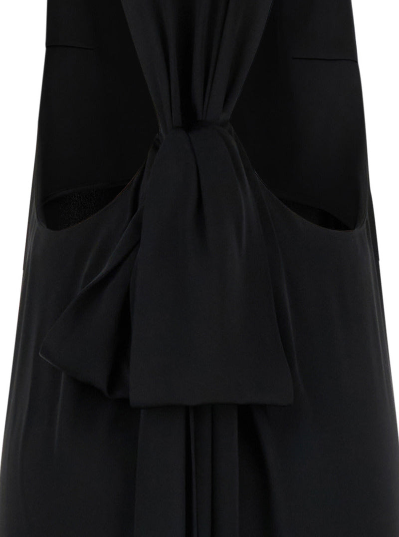 Saint Laurent Black Back-tie Dress In Satin Crepe Woman - Women