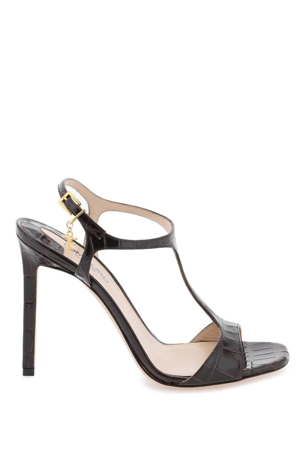 Tom Ford Angelina Sandals In Croco-embossed Glossy Leather - Women