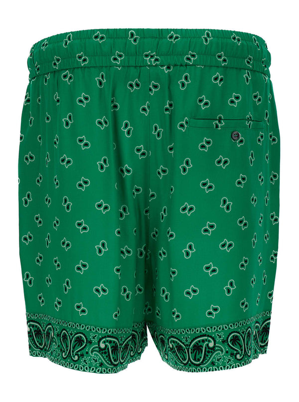 Palm Angels Paisley Shorts Green Green - Men