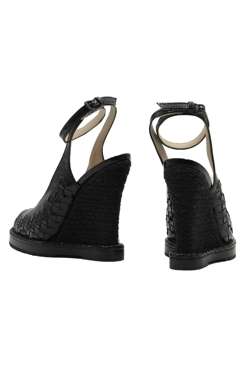 Bottega Veneta Patent Platform Sandals - Women - Piano Luigi