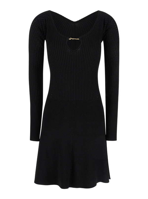Jacquemus Black la Mini Robe Pralu Mini Dress In Viscose Woman - Women