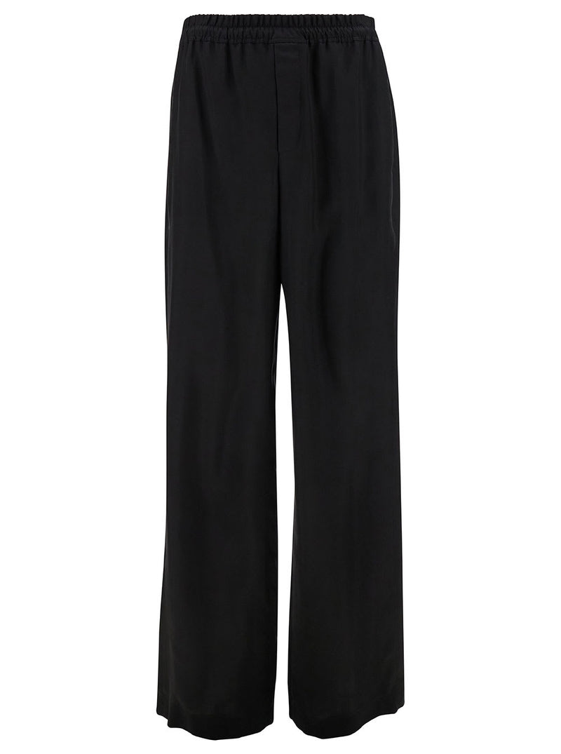 Saint Laurent Black Jogger Pants With Elastic Waistband In Cupro Man - Men