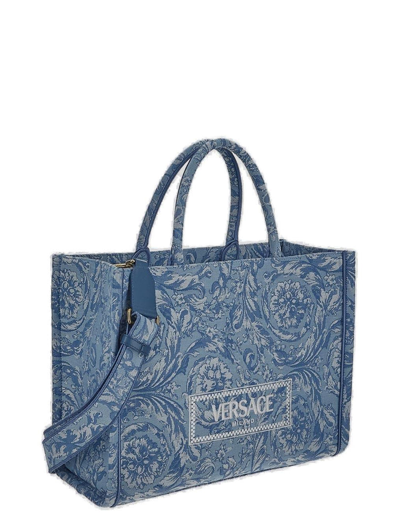 Versace Athena Logo Embroidered Tote Bag - Women