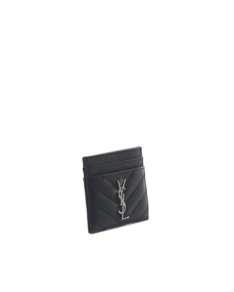 Saint Laurent Cassandre Matelassè Card Holder In Grain De Poudre Embossed Leather - Women