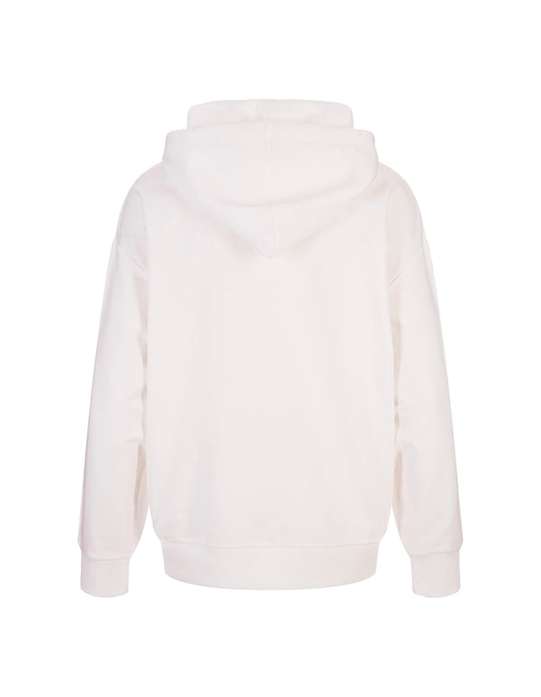Moncler White Hoodie With Embroidered Lettering Logo - Women