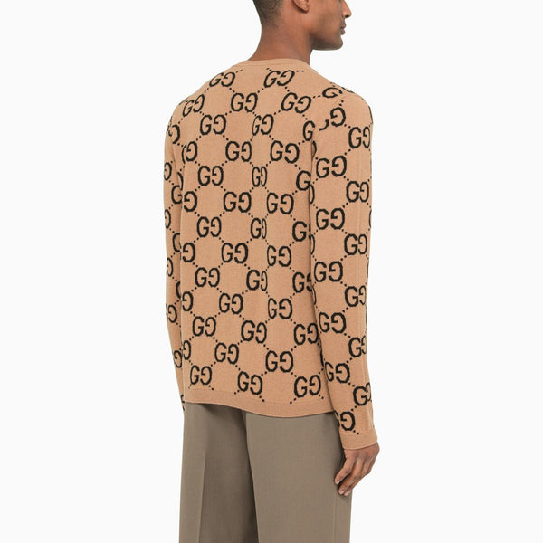 Gucci Sweater In Wool Gg Camel - Men
