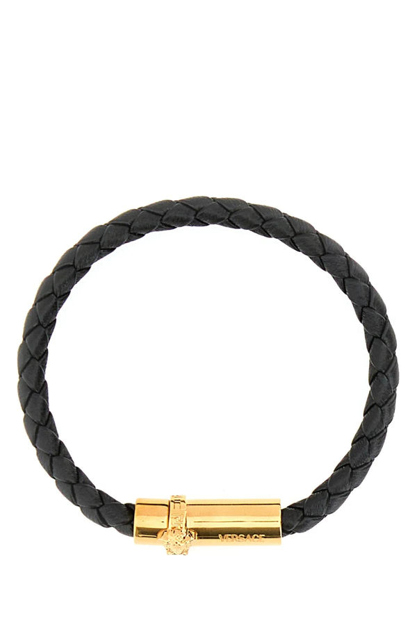 Versace Black Leather Bracelet - Men