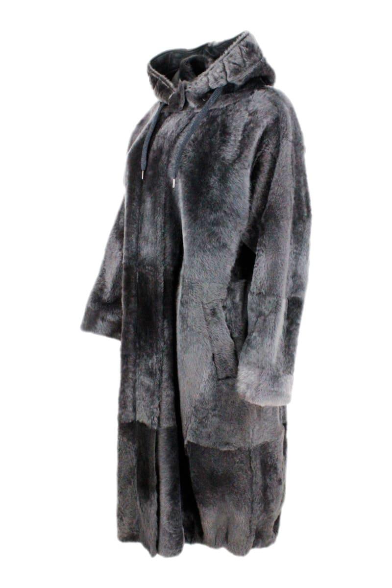 Brunello Cucinelli Long Shearling Coat With Detachable Hood And Monili Along The Zip Closure - Women - Piano Luigi