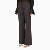 Off-White Grey Pinstripe Wool-blend Palazzo Trousers - Women