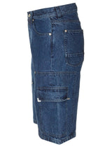 Palm Angels Cargo Bermuda Shorts In Blue Denim - Men