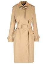 Burberry Honey Trench Coat With Check Collar - Women