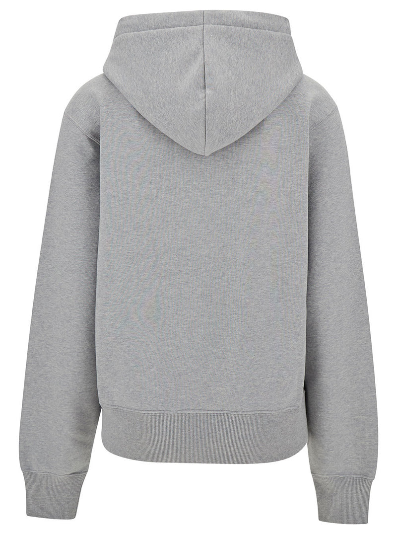 Saint Laurent Grey Hoodie With Cassandre Embroidery In Cotton Woman - Women