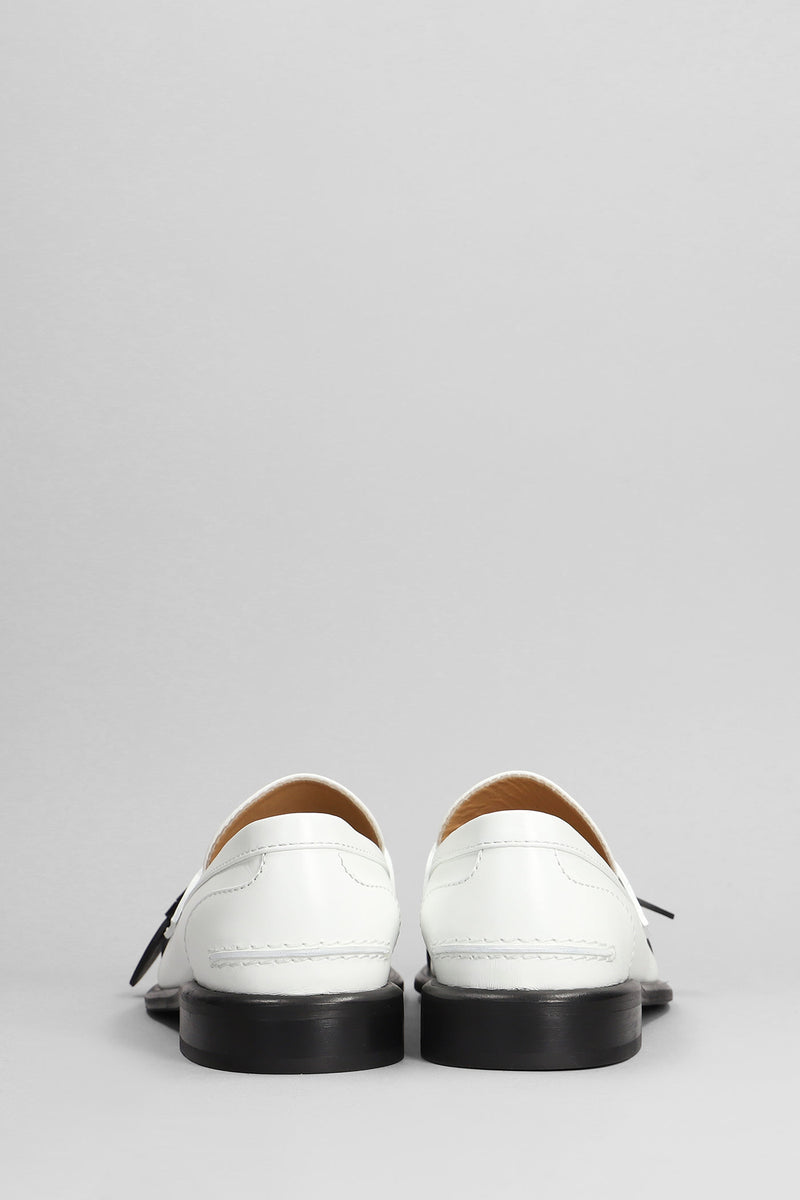 J.W. Anderson Animated Mocassin Loafers In White Leather - Women