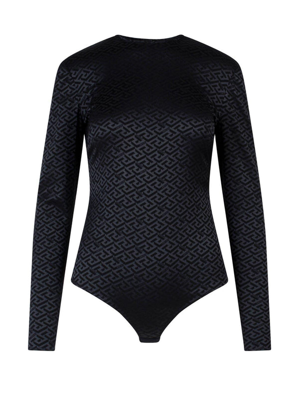 Versace Greca Pattern Long Sleeved Crewneck Bodysuit - Women - Piano Luigi