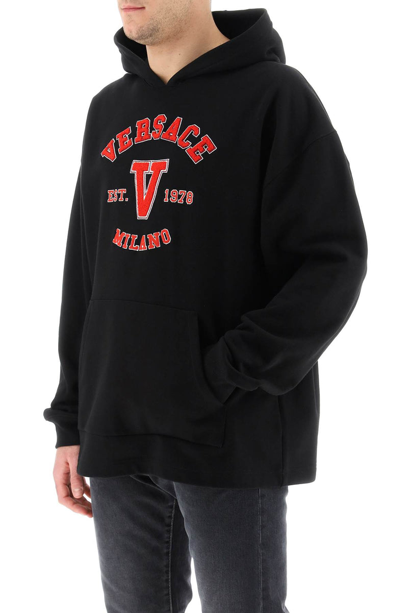 Versace Hooded Cotton Logo Sweatshirt - Men