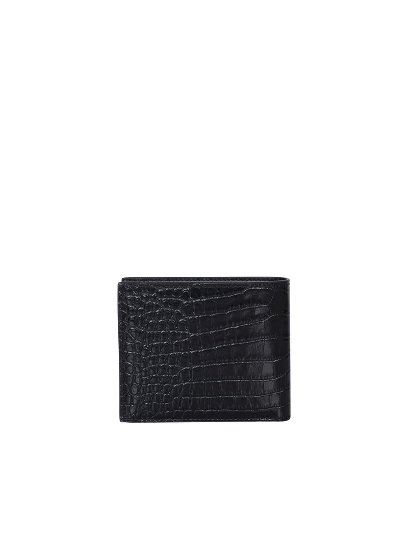 Tom Ford Crocodile Bi-fold Black Wallet - Men - Piano Luigi