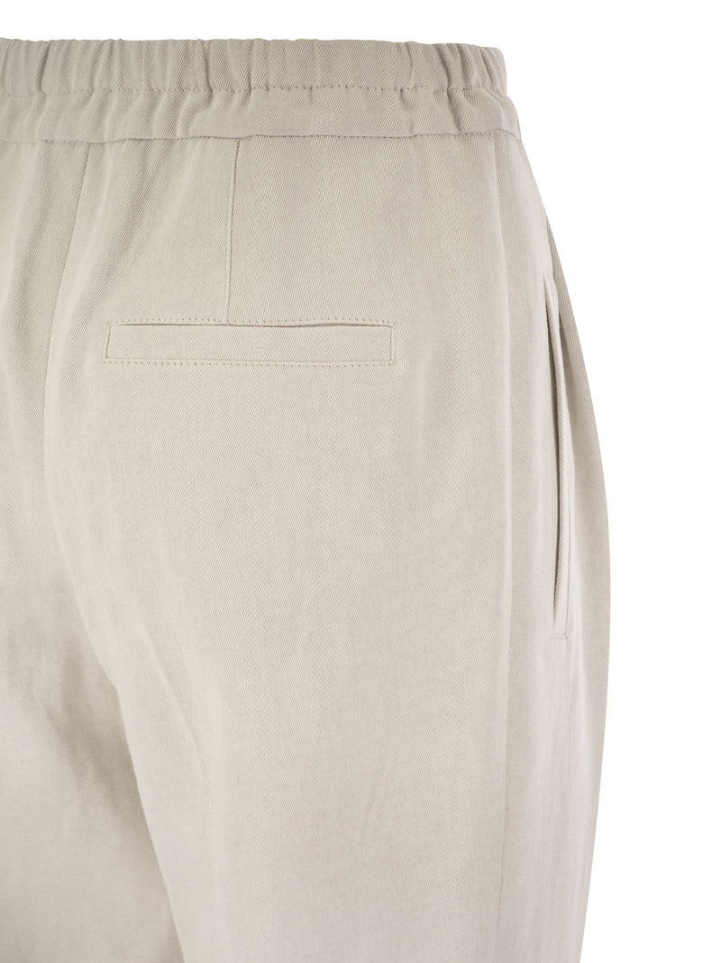 Brunello Cucinelli Slouchy Trousers In Cotton Gabardine And Linen - Women