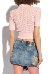 Dsquared2 Short-sleeved Open-knitted Cropped Top - Women