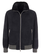 Brunello Cucinelli Sheepskin Bomber Jacket With Wool Details - Men