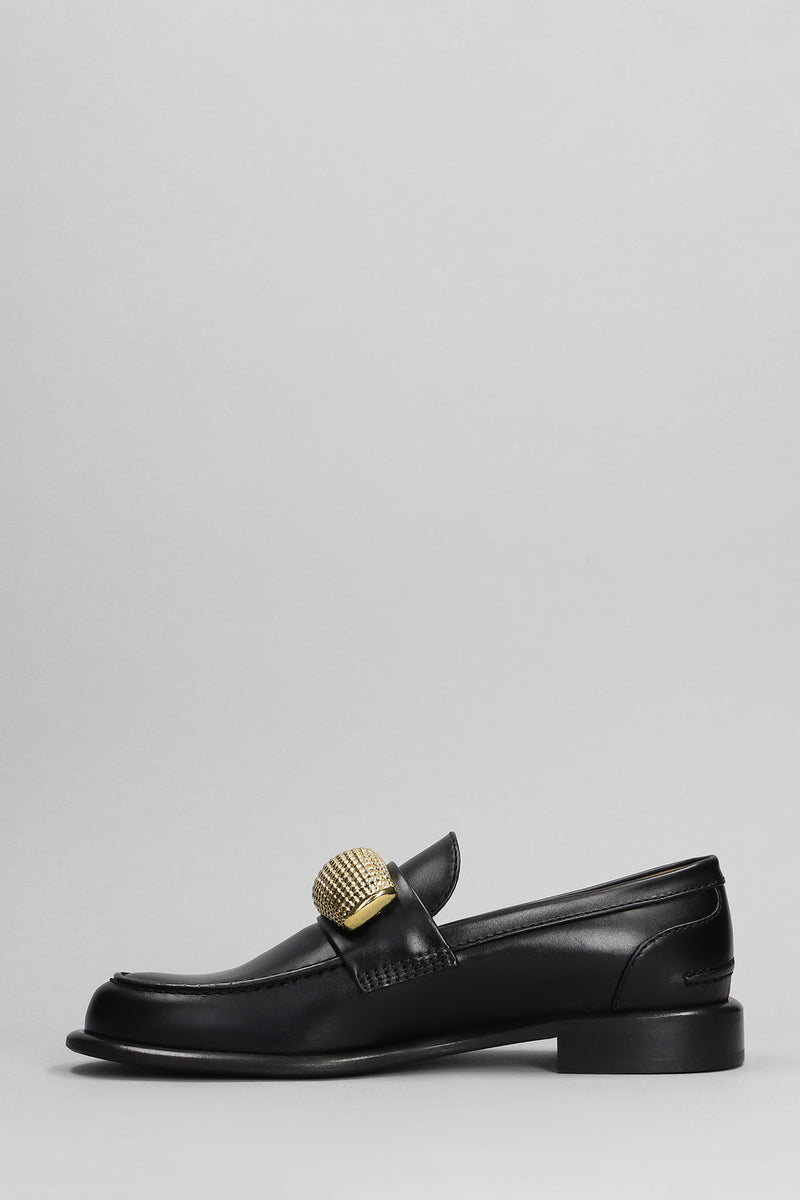 J.W. Anderson Pop Corn Macassin Loafers In Black Leather - Women