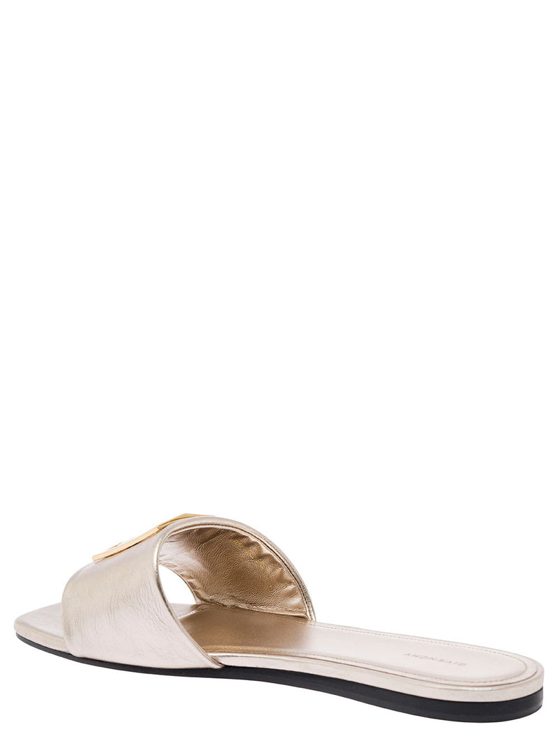 Givenchy Silver Flat Sandals With 4g Detail In Metallic Leather Woman - Women