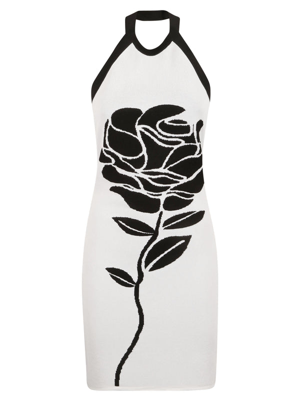 Balmain Rose Embroidered Halterneck Slim Dress - Women