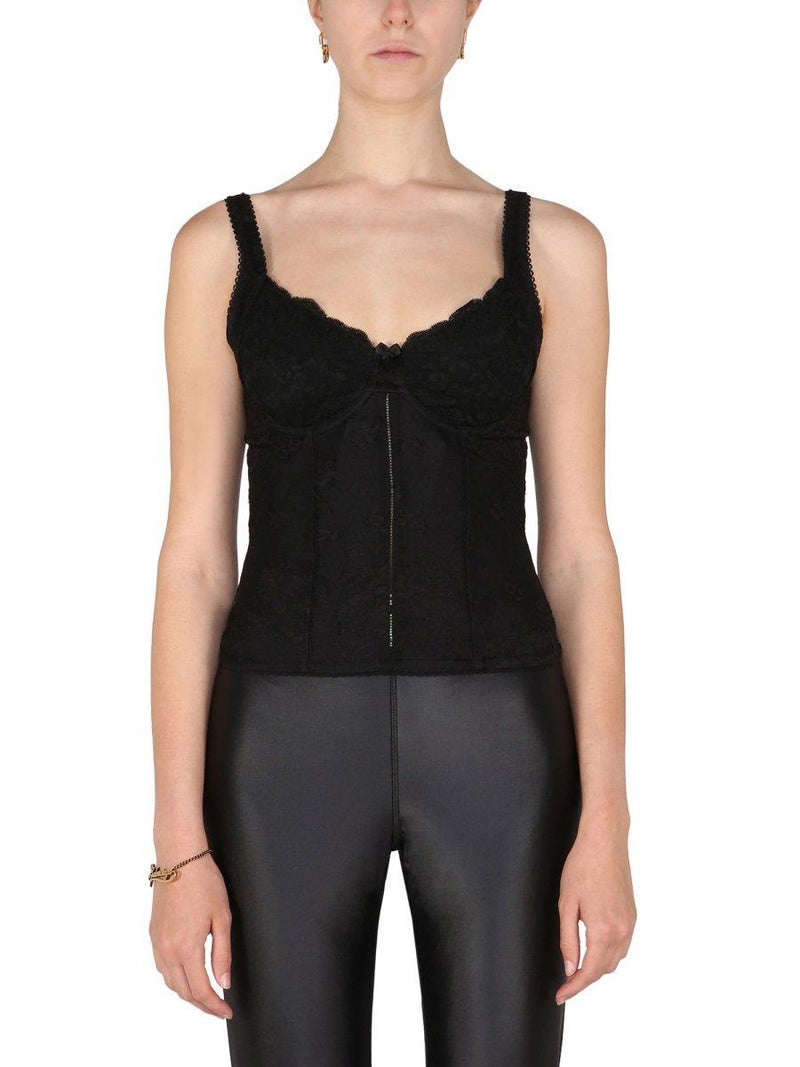 Balenciaga Lace Detailed Sleeveless Top - Women - Piano Luigi