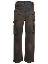 AMIRI Brown Five-pocket Jeans With Faded Effect And Rips Details In Cotton Denim Man - Men - Piano Luigi