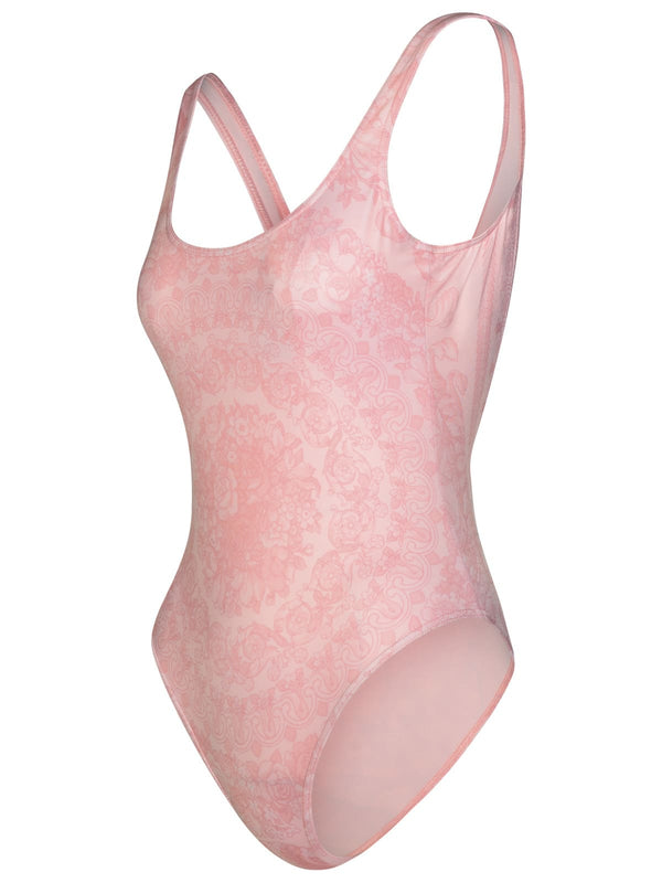 Versace barocco One-piece Swimsuit In Pink Polyester Blend - Women