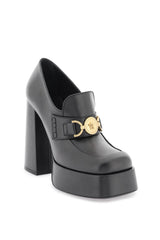 Versace Logo Detail Leather Loafers - Women