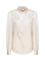 Saint Laurent Lavallière Collar Blouse In Silk Satin - Women