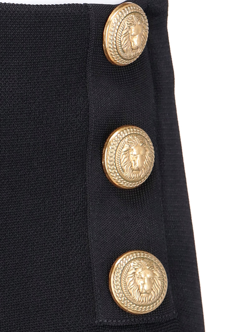 Balmain Knit Flare Pants With Six Jewel Buttons - Women