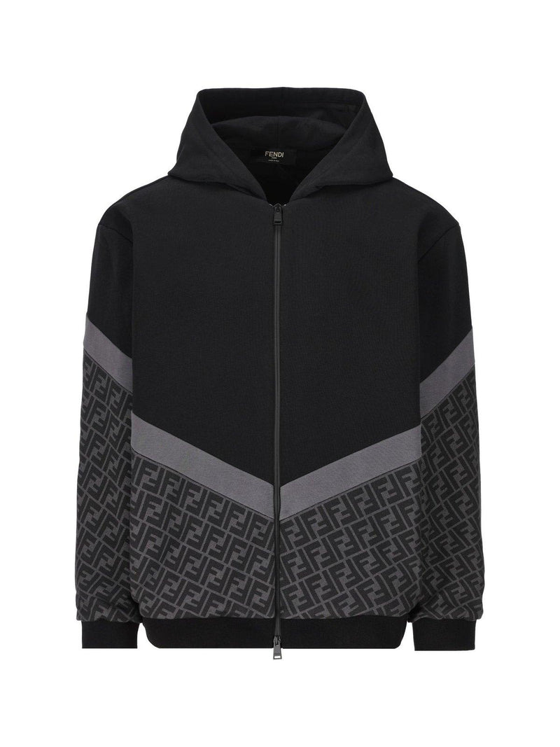 Fendi Ff Motif Zip-up Hoodie - Men