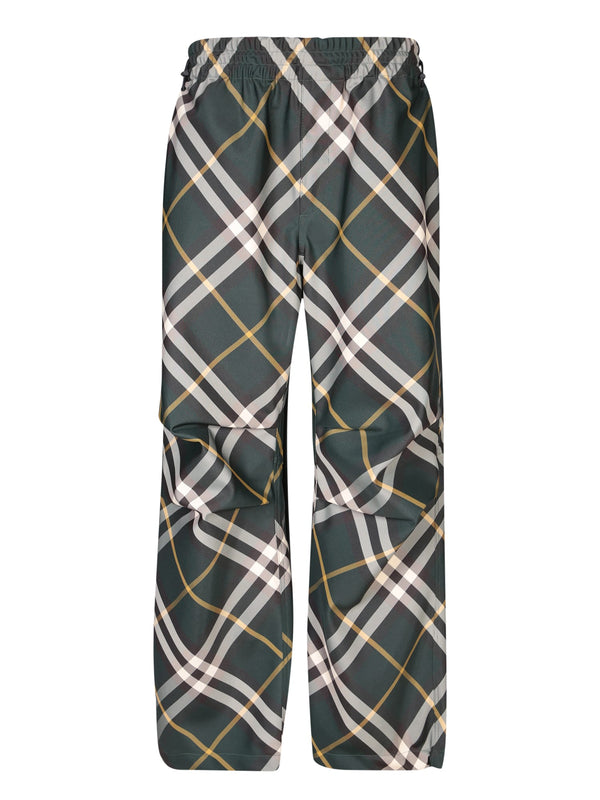 Burberry Check Motif Green Trousers - Men