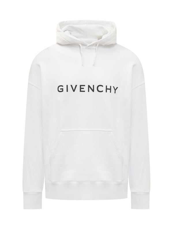 Givenchy Archetype Hoodie In White Gauzed Fabric - Men
