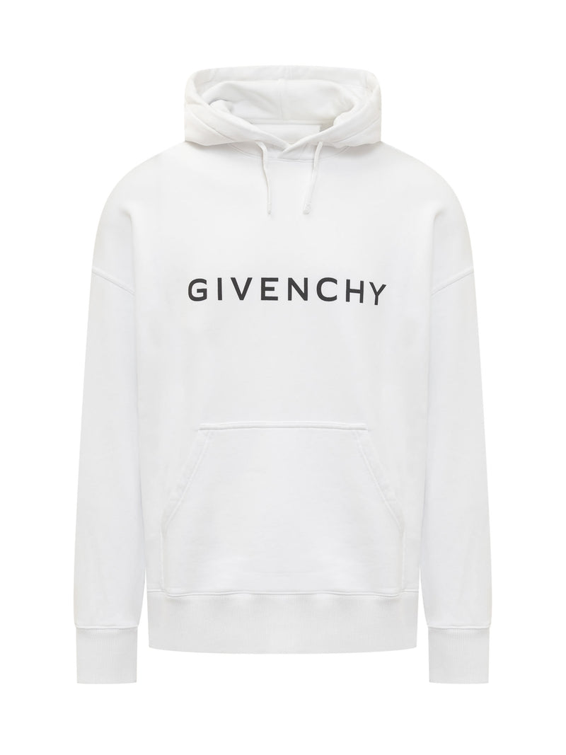 Givenchy Archetype Hoodie In White Gauzed Fabric - Men