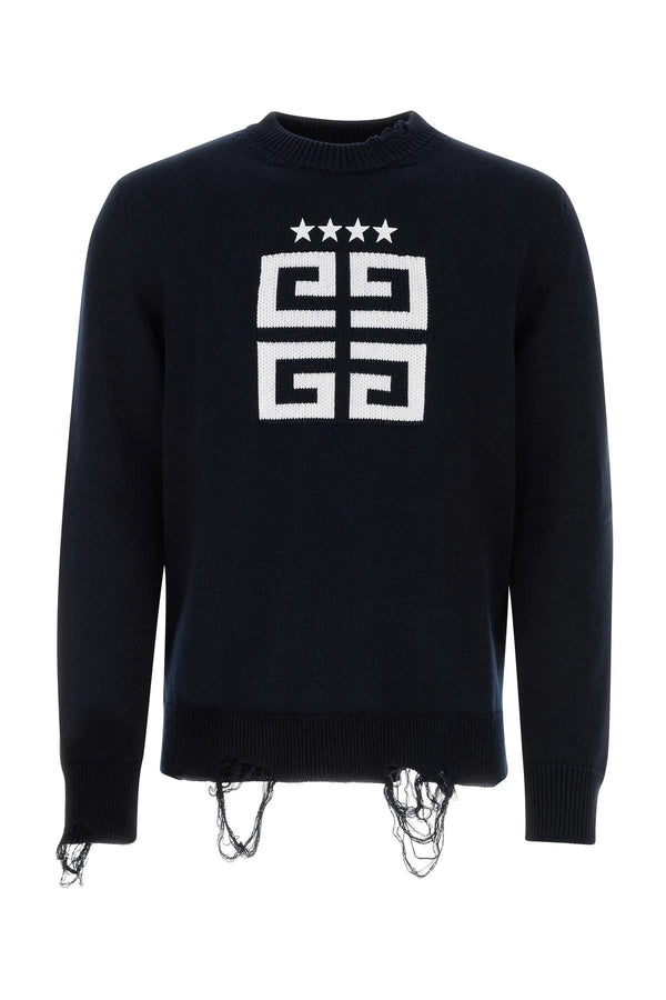 Givenchy Midnight Blue Jersey 4g Stars Sweater - Men