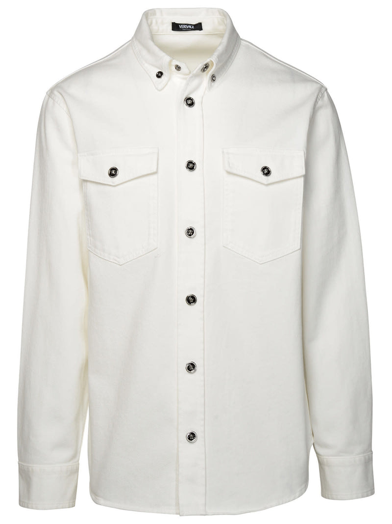 Versace Denim Shirt In White Cotton - Men