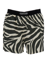 Tom Ford Optical Zebra Print On Stretch Silk Satin Pj Shorts - Women