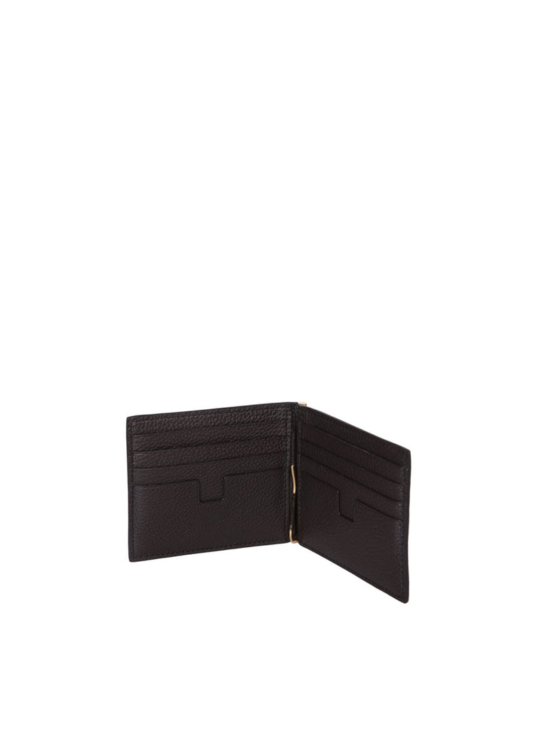 Tom Ford Grain Soft Money Clip Brown Cardholder - Men