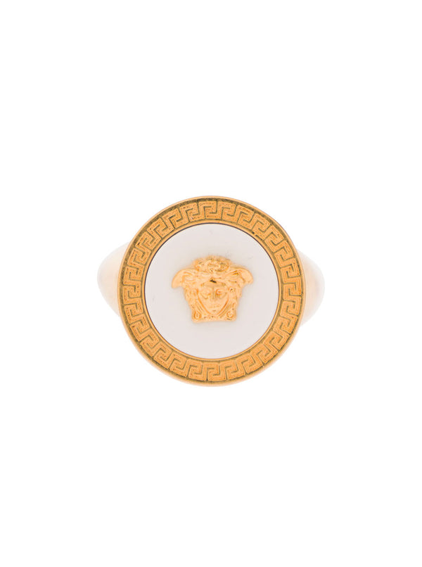 Versace Gold-colored Ring With Medusa Detail And Greca Motif In Metal Man - Men