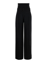 Brunello Cucinelli Black High Waisted Tailored Trousers In Linen Blend Woman - Women