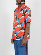 Gucci 3d Gg Print Silk Shirt - Men