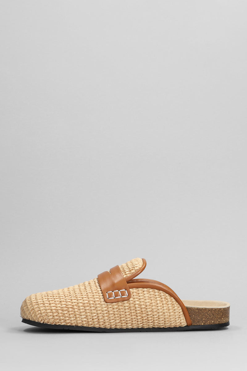 J.W. Anderson Raffia Loafer Slipper-mule In Beige Silver - Women