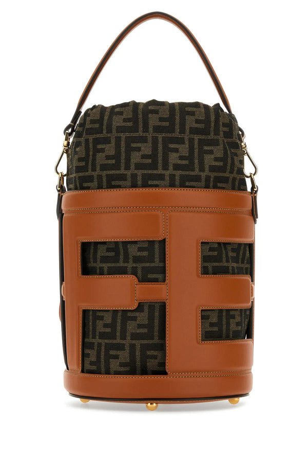 Fendi Embroidered Leather And Jacquard Step Out Bucket Bag - Women