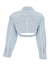 Jacquemus la Chemise Bahia Lighrt Blue Cropped Striped Shirt In Cotton Woman - Women