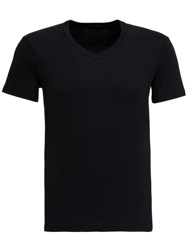 Tom Ford Black Stretch Cotton V-neck T-shirt - Men - Piano Luigi