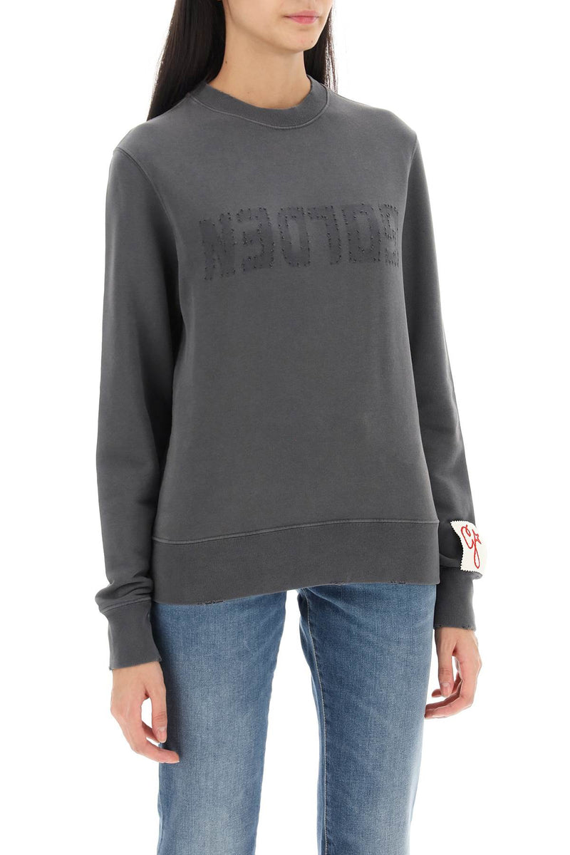 Golden Goose Athena Crew-neck Sweatshirt With Distressed Logo - Women