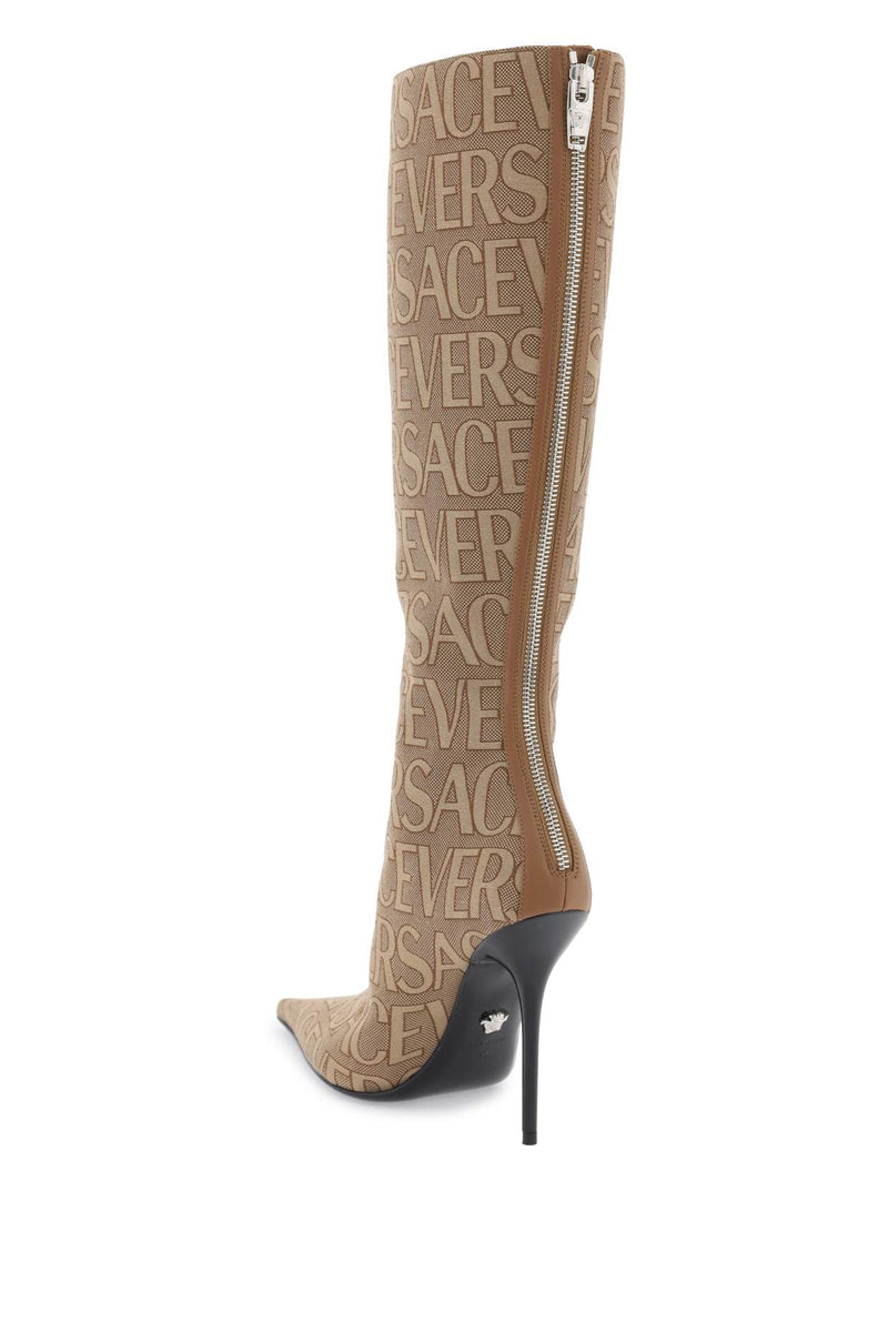 Versace Beige Cotton Blend Boots - Women